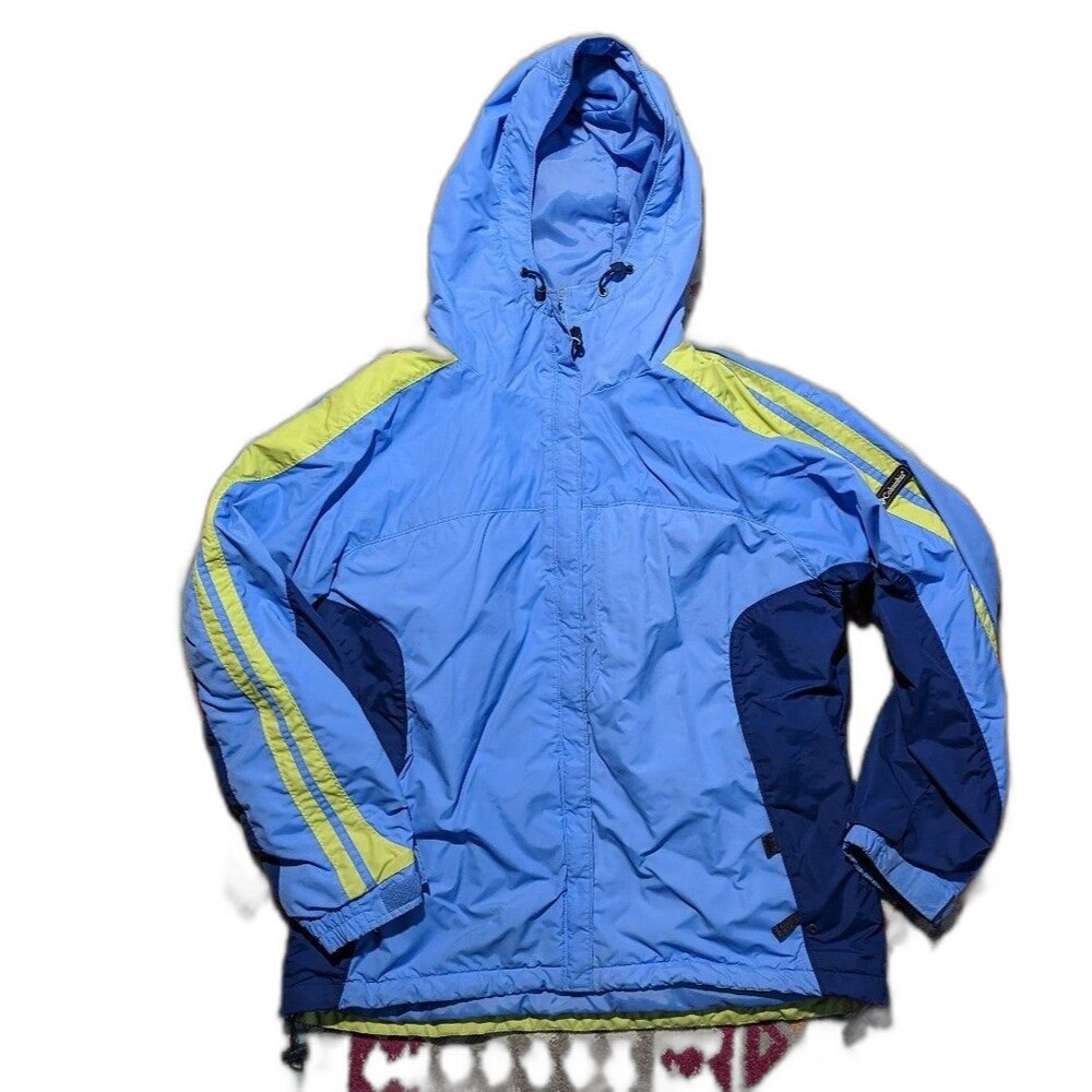 Columbia Large Blue Women's Gorpcore Cold Weather Jacket Coat with Hood Retro